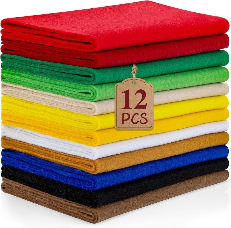 MITINU 12 Rolls 8"x35"(20.5x90cm) 1.4mm Thick Soft Felt Fabric Sheet 12 Assorted Colors Felt Pack for DIY Craft Sewing Squares Nonwoven Patchwork - Image 1